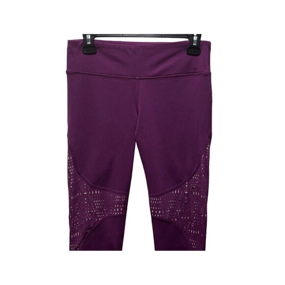 Alo Yoga Womens west coast Leggings Laser-Cut Design In Deep Plum Purple Size M - Picture 5 of 9